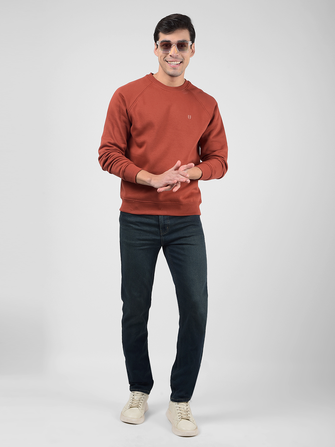 Numero Uno Men Rust Crew Neck Sweatshirts